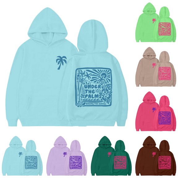 Shadoumai Lightweight Hoodies For Girls Funny Ocean Tropical Printed Sweatshirts Pullover Long Sleeve Fashion Trendy Hoodie