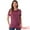 Burgundy, variant on DARING DIVA Women's Cowl Neck Short Sleeve Ruched Blouses XS Burgundy