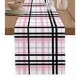 thumbnail image 7 of Pink Black Grey Plaid Table Runner-Cotton Linen- 70 Inch Holiday Dresser Scarves, Simple Check Stripes Lines Country Tablerunner for Kitchen Coffee/Dining Bedroom Living Room Dinner Scarf Décor 13x70, 7 of 7