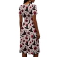 thumbnail image 5 of Womens Halloween Dress Ghost Short Sleeve Skeleton Casual Wedding Guest Dresses Bat V Neck Fall Wrap Dress L, 5 of 5