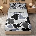 thumbnail image 3 of Erosebridal Gray Plane Camouflage Zipper Twin Comforter Sets with Fitted Sheet and 2 Pillowcases for Boys Men, Black White Aircraft Print Zipper Bedding Set, Gray Reversible, 4 Pieces, 3 of 7