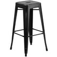 thumbnail image 3 of BizChair Commercial Grade 30" High Backless Distressed Black Metal Indoor-Outdoor Barstool, 3 of 9