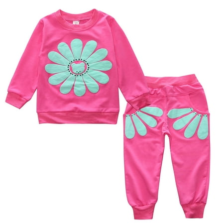 

Leesechin Toddler Tops Long Sleeve Clearance Kids Baby Boys Girls Daisy Print Pullover Tops+Petal Pants Set Outfits
