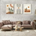 thumbnail image 2 of Boho Wall Art Set of 3, Mid-Century Modern Wall Prints Framed Canvas Paintings Minimalist Abstract Geometric Beige Orange Moon Plant Desert Nature Illustrations Artwork, Boho Wall Decor(12"x16"), 2 of 6