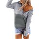thumbnail image 4 of Mujeres Otoño Invierno Patchwork Cuello en V Cremallera Manga larga Tops Jersey Blusa Sudaderas Pompotops gfhjh20656, 4 of 5