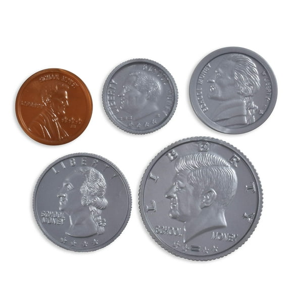 Ventaja De Aprendizaje Juego De Monedas De Juego - 94 Monedas De Plástico - Dinero Imaginario Diseñado Como Moneda Real - Cuente El Cambio Con Dinero De Juguete