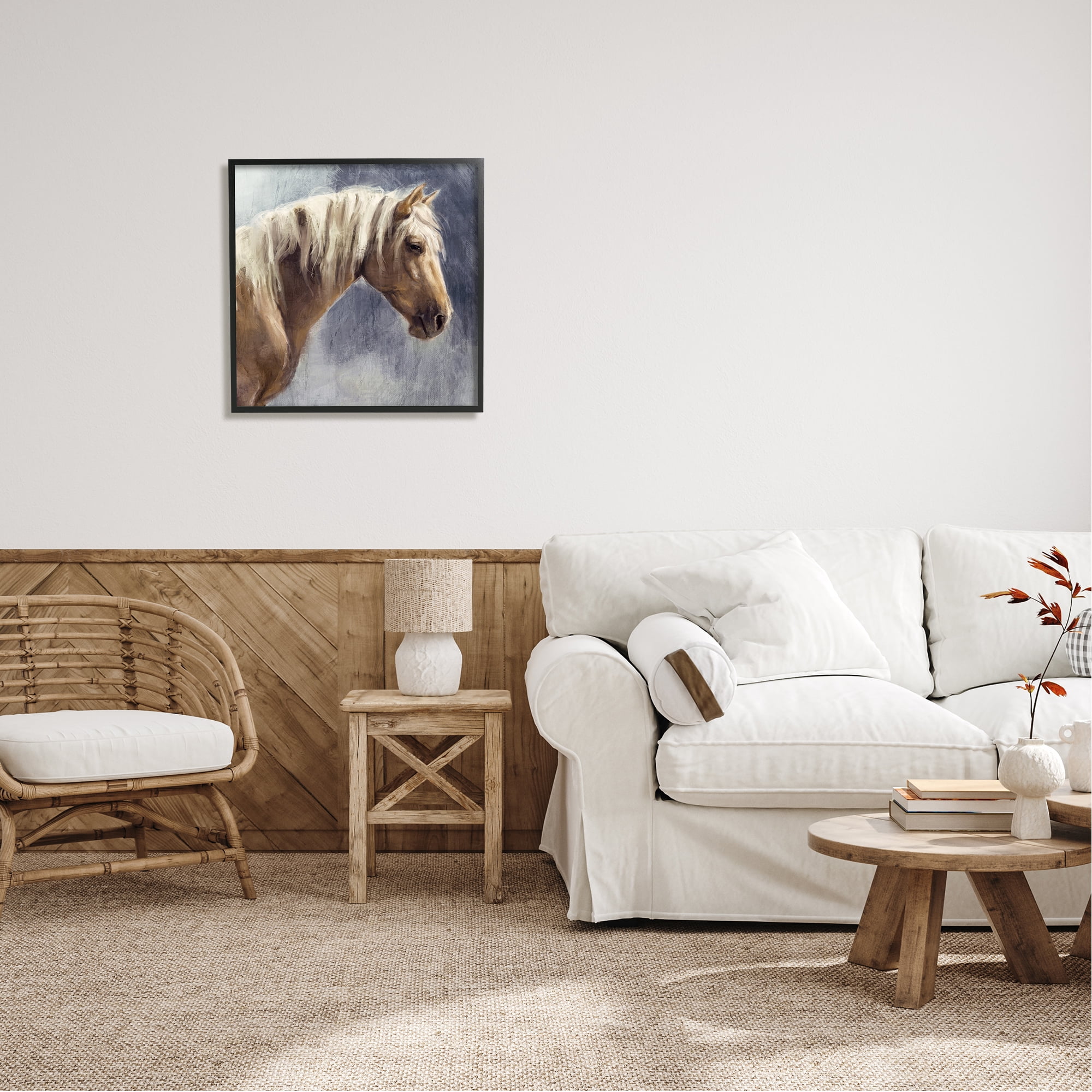 Stupell Industries Golden Boy Horse Portrait Animals & Insects Painting Black Framed Art Print Wall Art, 24 x 24