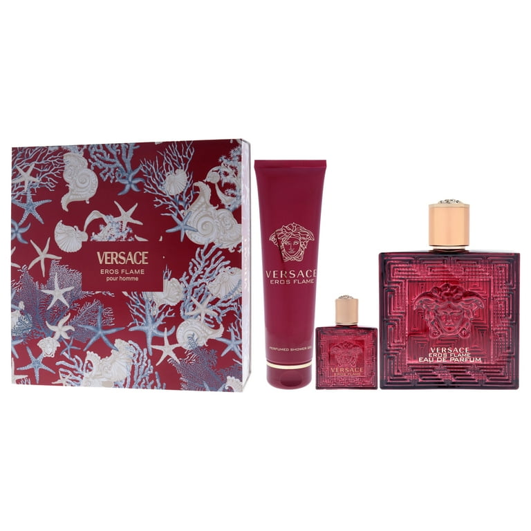 Versace Versace Eros Flame , 3 Pc Gift Set 3.4oz EDP Spray, 0.17oz