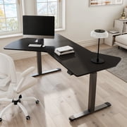 Eureka Ergonomic 70 x 46 L-Shaped Electric Standing Desk, Large Height Adjustable Corner Computer Table for Home Office, Black