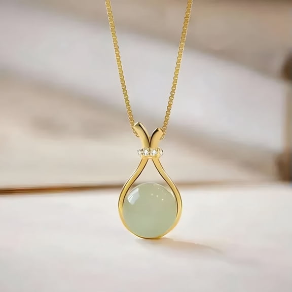DESIGNICE Green Chic Pendant Necklace Neck Delicate Jewelry Women Gemstone Imitation Jade Versatile Jade Necklaces for Women
