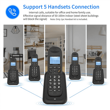Expandable Cordless Telephone Handheld Telephone Digital Cordless Telephone Supports 5 Handsets 16 Languages US Plug B