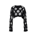 thumbnail image 5 of Women Crochet Sweater Long Sleeve Hollow Out Knit Oversized Punk Goth Top, 5 of 11
