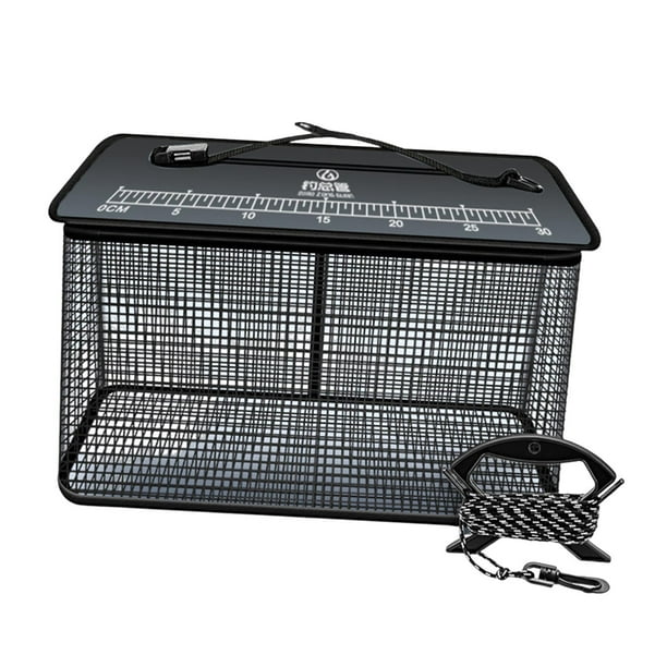 Cesta flotante, cubo tipo jaula, suministros para jaulas, malla exterior recubierta de goma con cremallera Negro 39cmx24cmx50cm