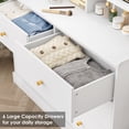 thumbnail image 3 of Homfa 6 Drawer Double White Dresser with Hutch, Modern Wood Dresser Storage Cabinet for Bedroom Living Room, 3 of 7
