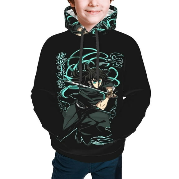 Muichiro Tokito Kids' Hoodie 3d Print Sweatshirt Soft Pullover Hooded With Big Pockets For Boys Or Girls Small