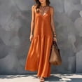 thumbnail image 4 of Sundresses for Women Summer Smocked Cami Maxi Dresses Spaghetti Strap V Neck Flowy Long Beach Vacation Dress, S, 4 of 6