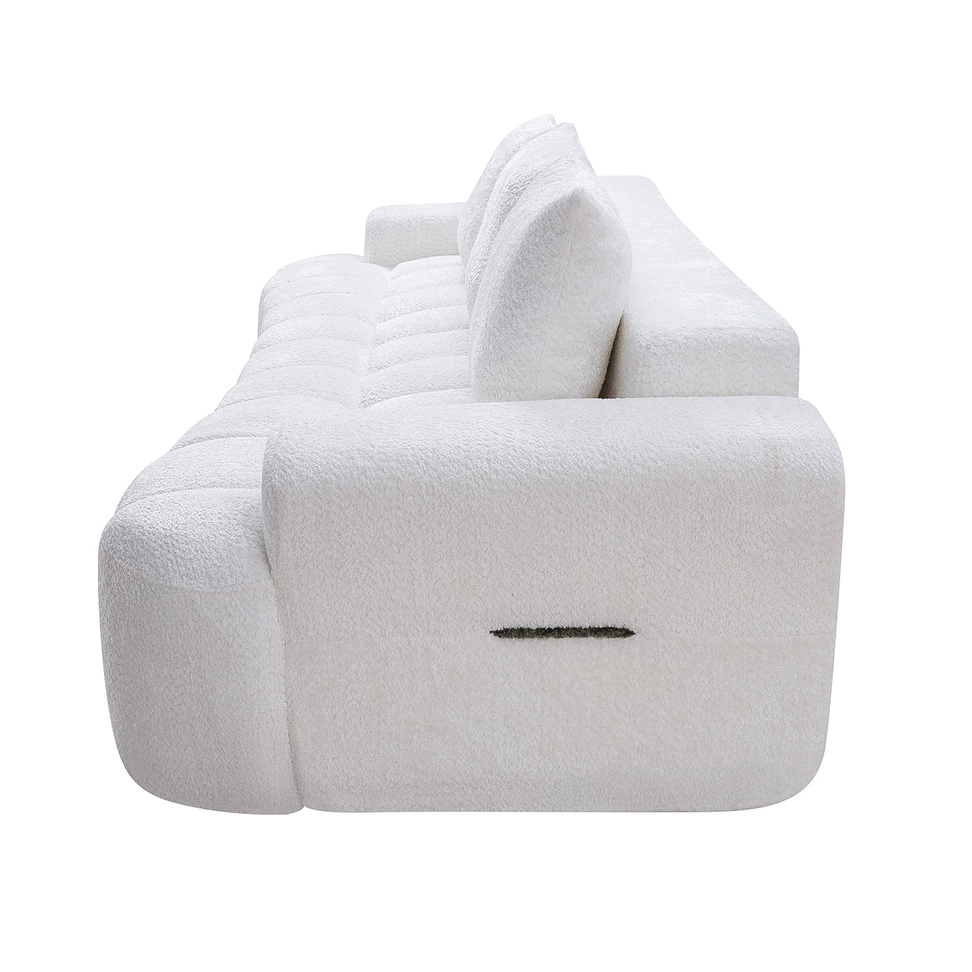 Aukfa 100" Oversized Boucle Cloud Sofa Deep Seat Boneless Couch with Curved Front for Living Room, Cream