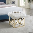 thumbnail image 5 of Modway Intersperse Sheepskin Fur & Stainless Steel Ottoman in Gold and White, 5 of 6