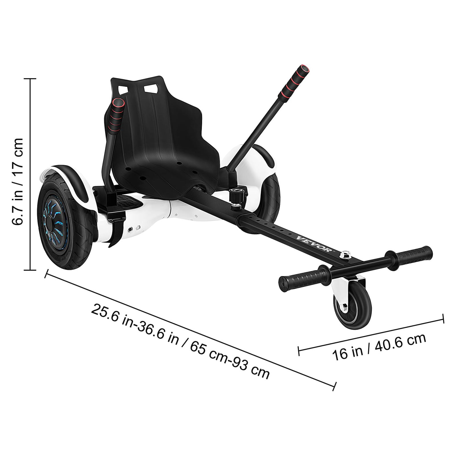 VEVOR Hoverboard Go Kart Electric Scooter Seat Attachment for Kids Adults with Adjustable Length 360 swivel wheel Black Shop 2024 Deals Walmart