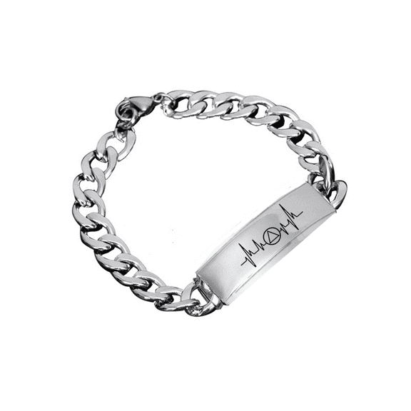 Sobriety Gift Aa Symbol Heartbeat Bracelet Stainless Steel Cuban Bracelet Chain Inspiring Addiction Recovery Jewelry Sober Recoverying Anniversary Gifts for Men Women, 8.66''