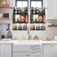 thumbnail image 2 of Forest Reindeer Kitchen Curtains Short 45 Inch Length, Country Rustic Green Red Patchwork Grommet Top Bedroom Living Room Curtains, Light Filtering Cafe Curtain Drapes 2 Panels Set 84''x45'', 2 of 9