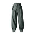 thumbnail image 4 of Ynynloco Womens Wide Leg Dress Pants Business Casual Flowy Work Palazzo Pants High Waisted Slacks Trousers Draped Ankle Cuff Trousers, 4 of 7