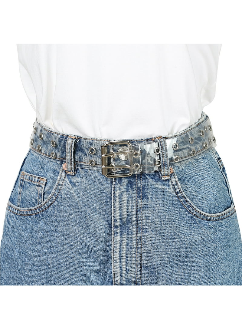 Clear PVC Waist Belt with Metal Pin Buckle - Adjustable INOGIH Plastic-Grommet-Belt Clear-Waist-Belt with Pin-Buckle  main image 4