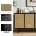 thumbnail image 6 of Tina's Home Modern Rattan Buffet Sideboard with 4 Doors,  Bar Cabinet with LED Light and 4 Adjustable Shelves Black, 6 of 9