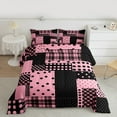 thumbnail image 2 of Manfei Romantic French Dots Queen Comforter Set,Geometric Circles Buffalo Bedding Sets,Girl Pink Black Bedding Comforter Set,Microfiber Bedroom Decor Reversible,3pcs, 2 of 8