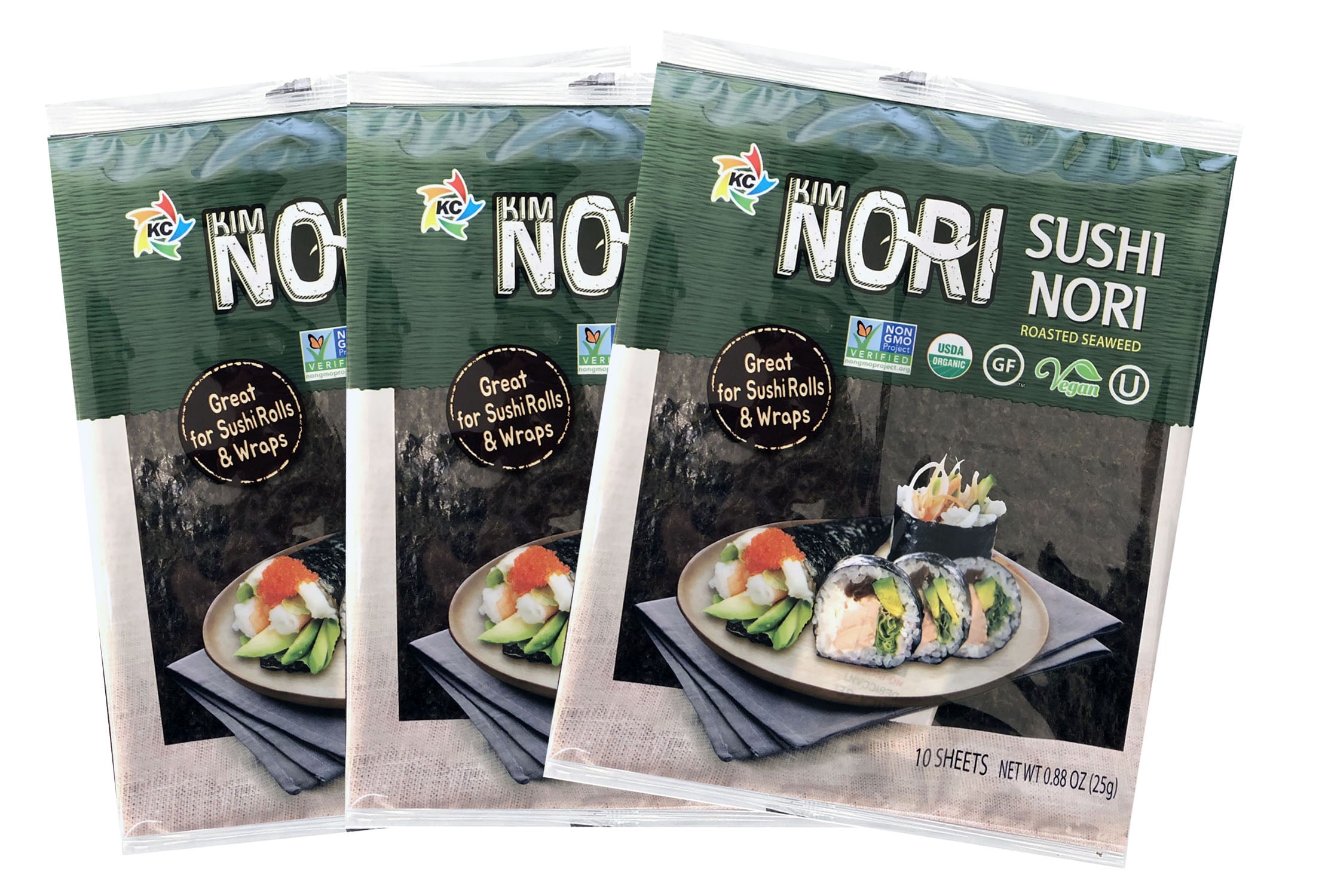 Organic 3 Pack X 10 Full Size Sheet KIMNORI Sushi Nori Premium