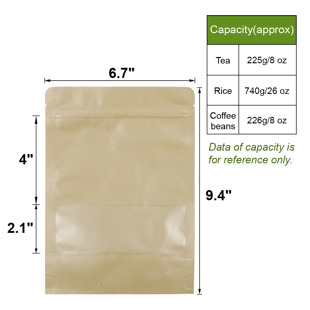 Muka 100 Pcs Heat Sealable Stand Up Pouch Bags with Tear Notch and Frosted Window, Storage for Food, 16 OZ, 7 x 11 x 2.4 Inches, 7 mil
