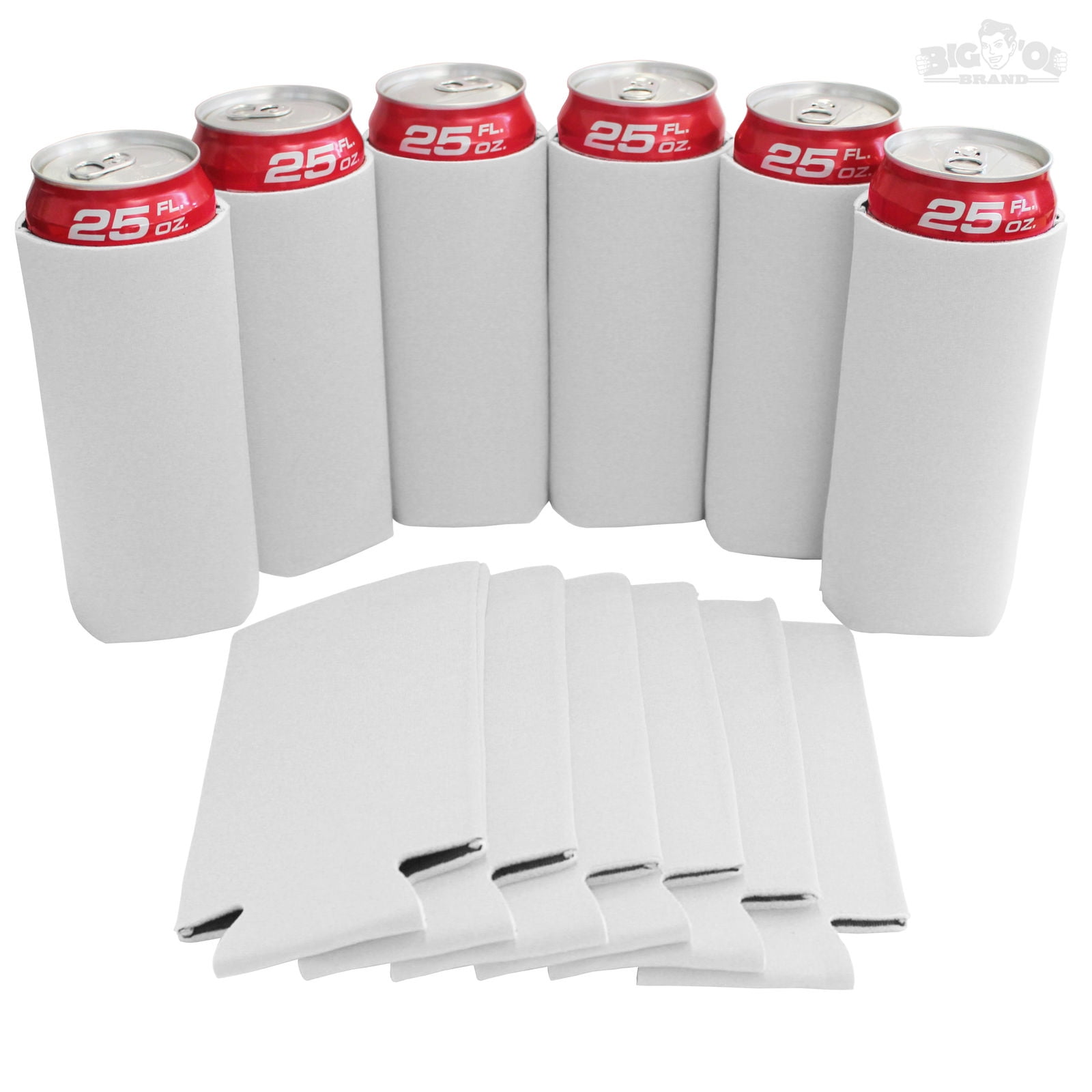 Big Ol' Large 24 oz. Can Cooler Beverage Insulator 6 Pack Pack White