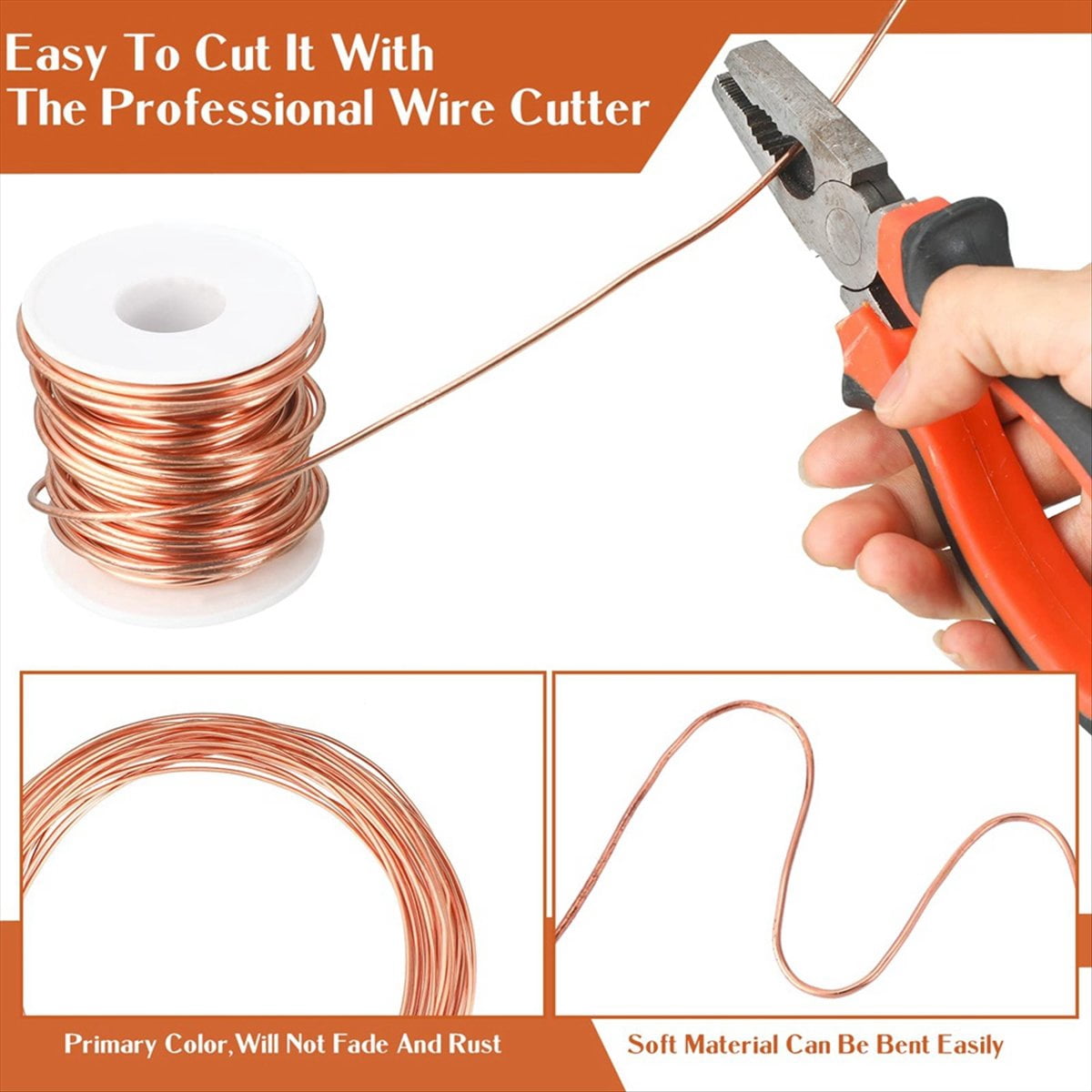 Soft Copper Wire for Electroculture Plants Bare Pure Copper Wire,1 Pound Spool,24 Gauge,0.020 Inch Dia,853.6 Inch Length