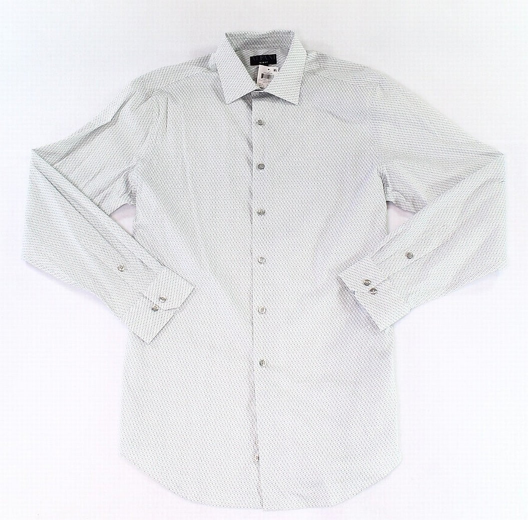 Alfani - Mens Dress Shirt Teal Large Button-Front Slim-Fit L - Walmart ...
