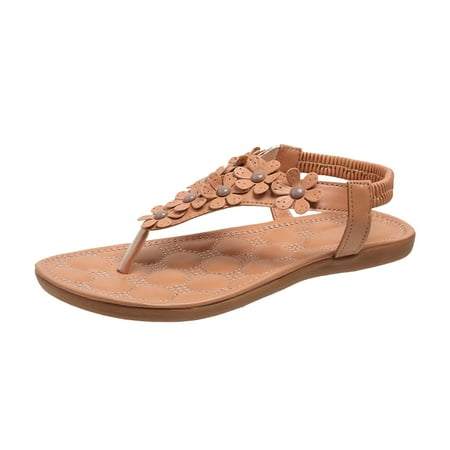 CBGELRT Sandles Womens River Sandals Fashion Shoes for Women formal Shoes Sandal Beach Bohemian Flower Decor Solid Flat Sandals Women s Platform & Wedge Sandals
