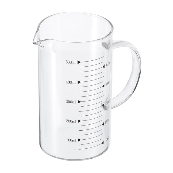 Uxcell 500ml Glass Measuring Cup, 3.3 Borosilicate Glass Graduated Black Printed Scale