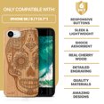thumbnail image 7 of Case Yard Wooden Case Outside Soft TPU Silicone, Slim Fit Shockproof Wood Protective Phone Cover for Girls Boys Men and Women, Supports Wireless Charging Ice Skull Design case for iPhone-SE, 7 of 7