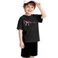 thumbnail image 3 of YunPes Girls Short Sleeve Shirts Cute Bow Knot Print Shirt Summer Crewneck Casual T Shirt Tops Tee School Streetwear Dance T Shirt, 3 of 8