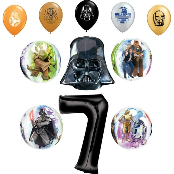 Star Wars Party Supplies 7th Birthday Orbz Balloon Bouquet Decorations and 11" Character Print Latex Balloons
