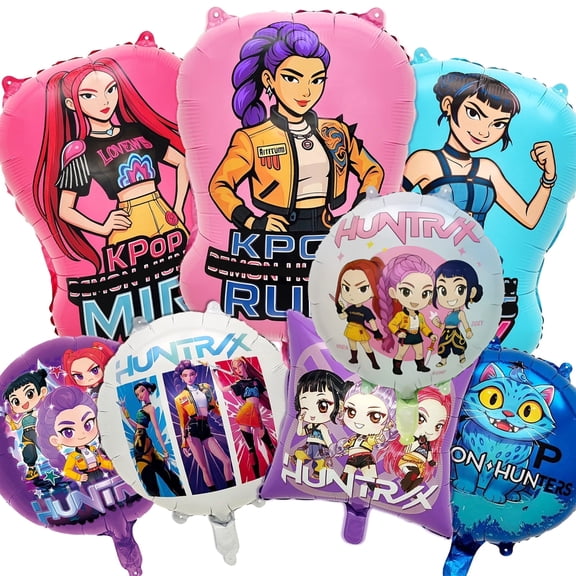 8PCS K-Pop Foil Balloons, Girl Character Foil Party Balloons for Party Decorations Supplies