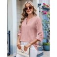 thumbnail image 2 of Womens V Neck Casual Hollow Out Eyelet Embroidered Blouses Shirts Beach Cover Up Tops Dressy Dark Pink L, 2 of 8