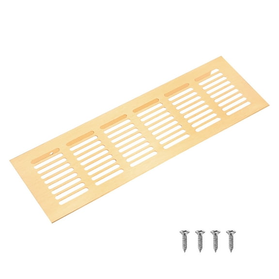 Uxcell 1-Pack Aluminum Alloy Door Air Vent Cover, 10x3"/250x80mm Ventilation Grille with Screws for Cabinet [Brushed Gold]
