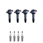 Set of 4 ISA Ignition Coils and 4 Spark Plugs Compatible with 2010-2013 Suzuki Kizashi 2.4L L4 2388cc 146ci Replacement for UF634