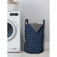 thumbnail image 3 of Indigo Laundry Bag, Cartoon Like Water Rain Drops on Dark Blue Backdrop, Hamper Basket with Handles Drawstring Closure for Laundromats, 13" x 19", Turquoise Pale Blue, by Ambesonne, 3 of 4