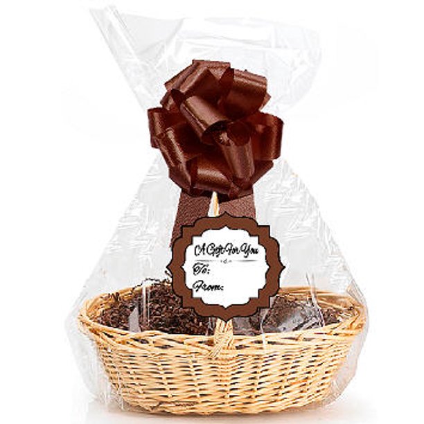 Brown 2Pack Designer Cello Bags / Tags / Bows Cellophane Extra Large