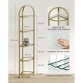 thumbnail image 2 of VASAGLE Estantería Esquinera de 5 Niveles, Librería, Estantería para Baño, Soporte para Plantas, Vidrio Templado, Moderno, para Salón, Cocina, Dorado Metálico, 2 of 5