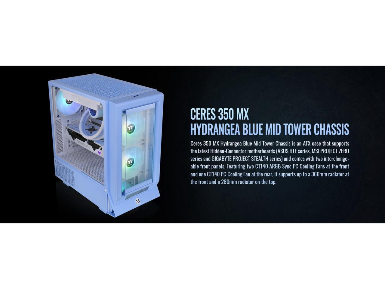 Thermaltake Ceres 350 MX Hydrangea Blue Mid Tower Chassis CA-1Z3-00MFWN-00