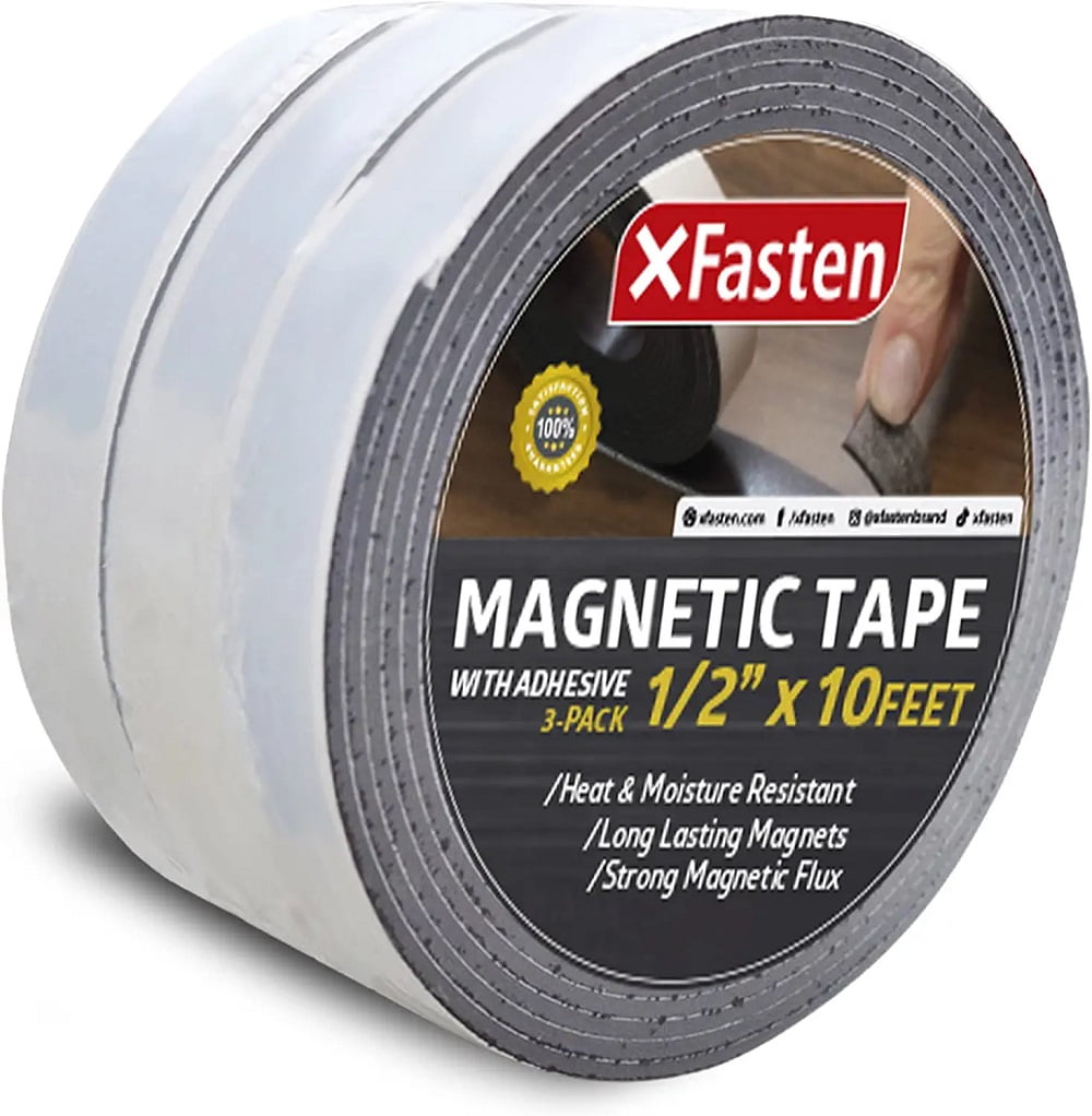 XFasten Flexible Strong Self Adhesive Magnetic Tape Roll, 1/2-Inch