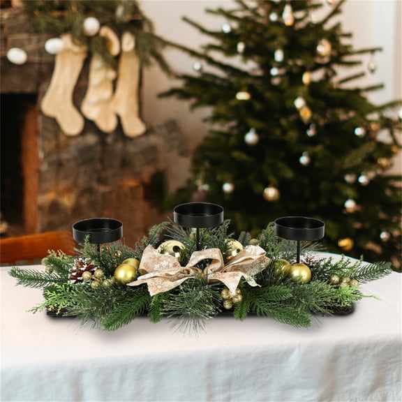 Summercome Christmas Table Centerpieces Decorations, 23.6 Inch Designed with Flocked Pine Needles, Frosted Pine Cones for Dining Table Mantel