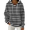 thumbnail image 3 of XPMWRP Oversized Hoodies Pullover for Women Trendy Striped Graphic Loose Fit Cute Fall Fashion Vintage Sweatshirt with Pocket Black XL, 3 of 5